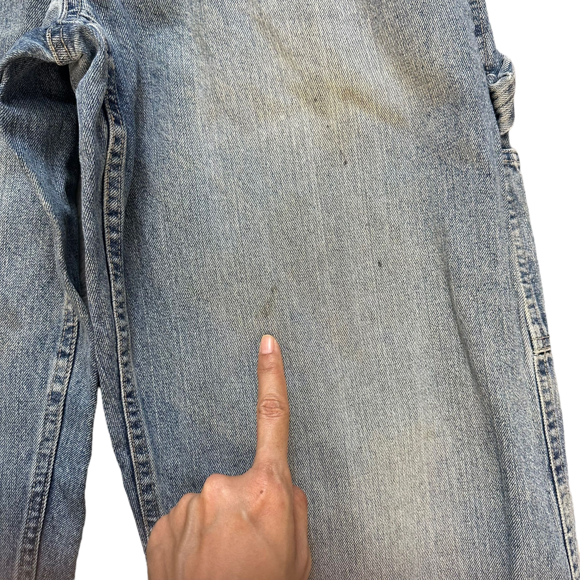 Vintage TRASHED🔥 CARPENTER LIGHT WASH DENIM PANTS #7456-147 Size US 33 - 9 Thumbnail