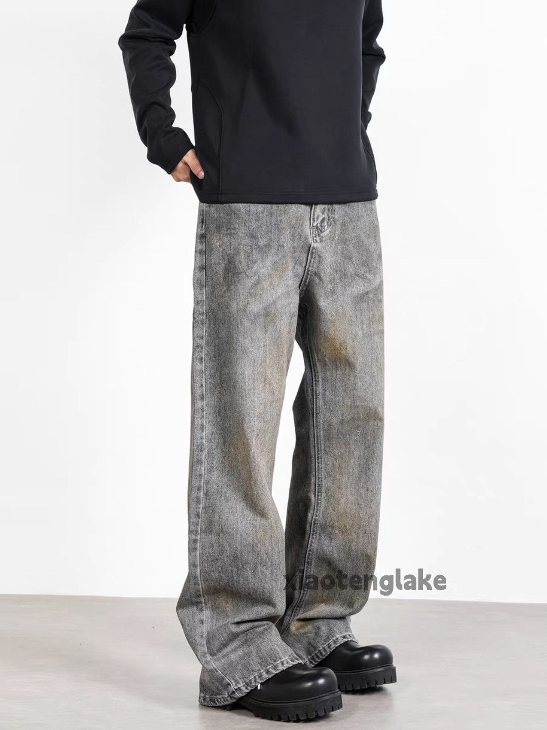 Jean × Vintage washed faded stain loose punk grunge flared jeans Size US 32 / EU 48 - 1 Thumbnail