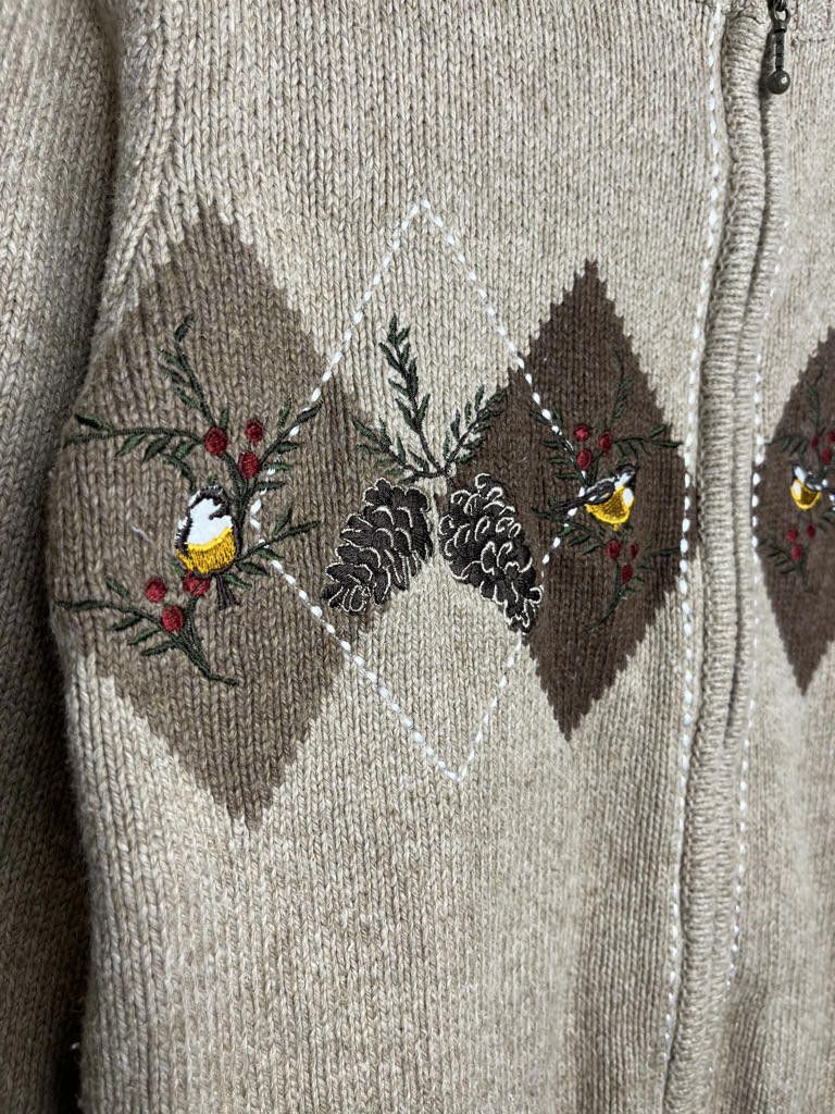Croft & Barrow Croft and Barrow Full Zip Knit Sweater Small Tan Argyle Size US S / EU 44-46 / 1 - 2 Thumbnail