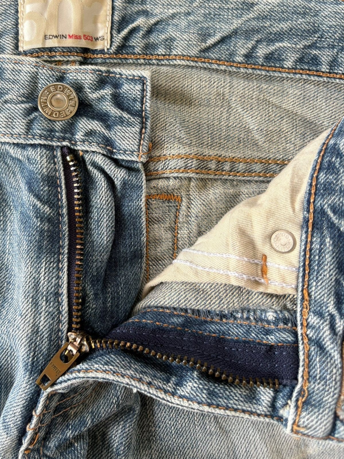Edwin Vintage Japanese Edwin 503 Light Wash Distress Flare Jeans Size 27" / US 4 / IT 40 - 5 Thumbnail