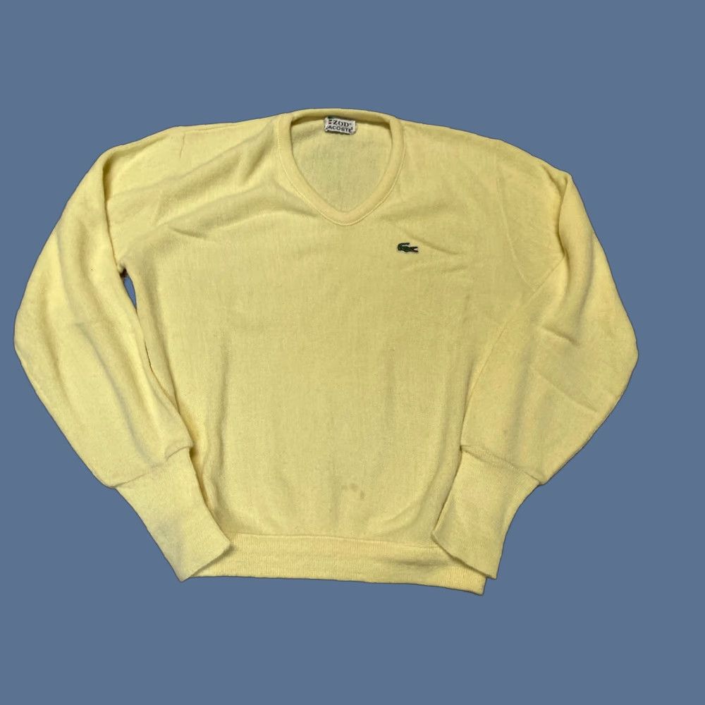 Lacoste VINTAGE Lacoste Mens Yellow Crew Neck Sweater L Retro M/L Stains Size US L / EU 52-54 / 3 - 1 Thumbnail