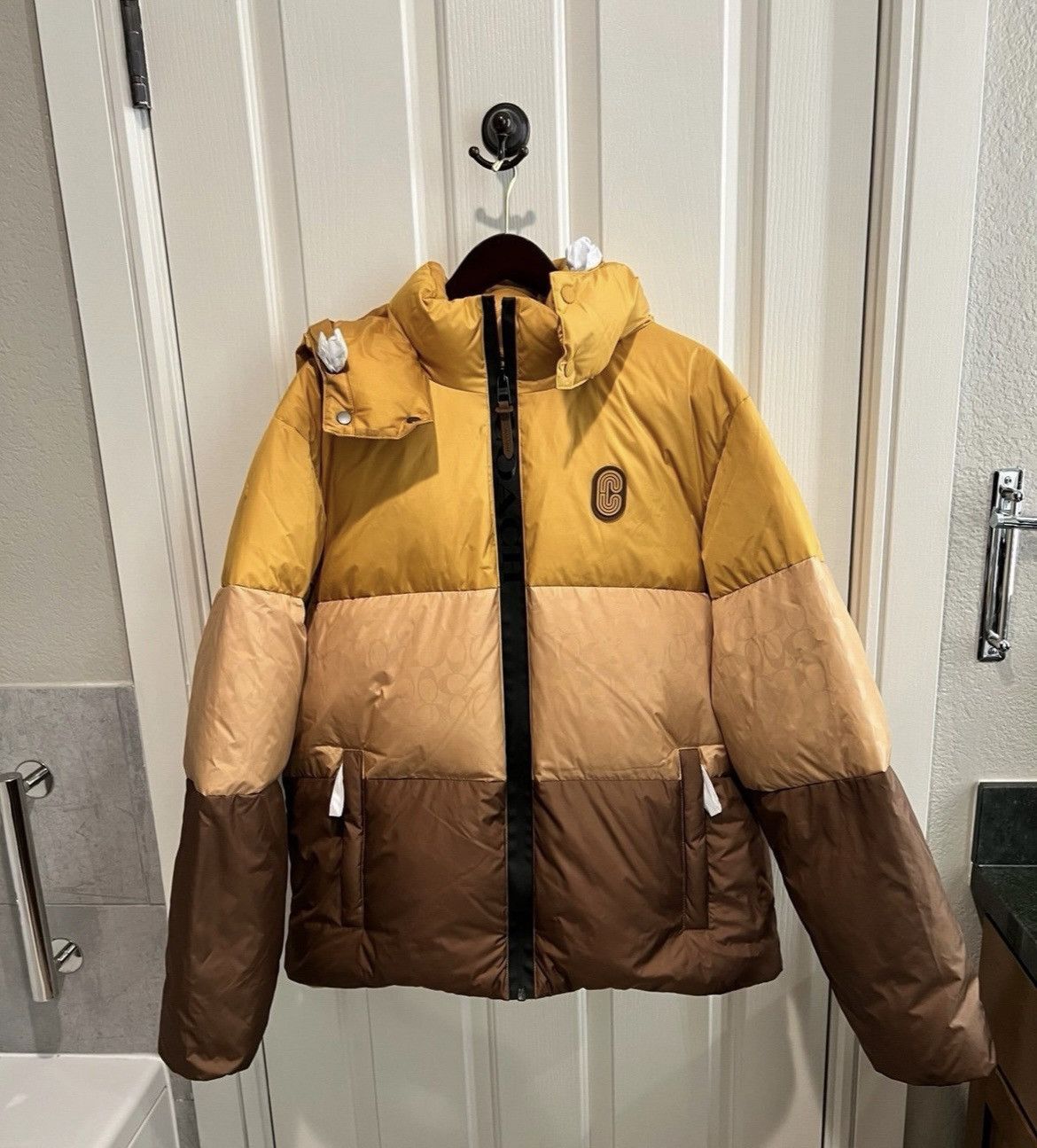 Coach Coach Mens Multi Colorblock Down Brown/Yellow Jacket Size US XL / EU 56 / 4 - 1 Thumbnail