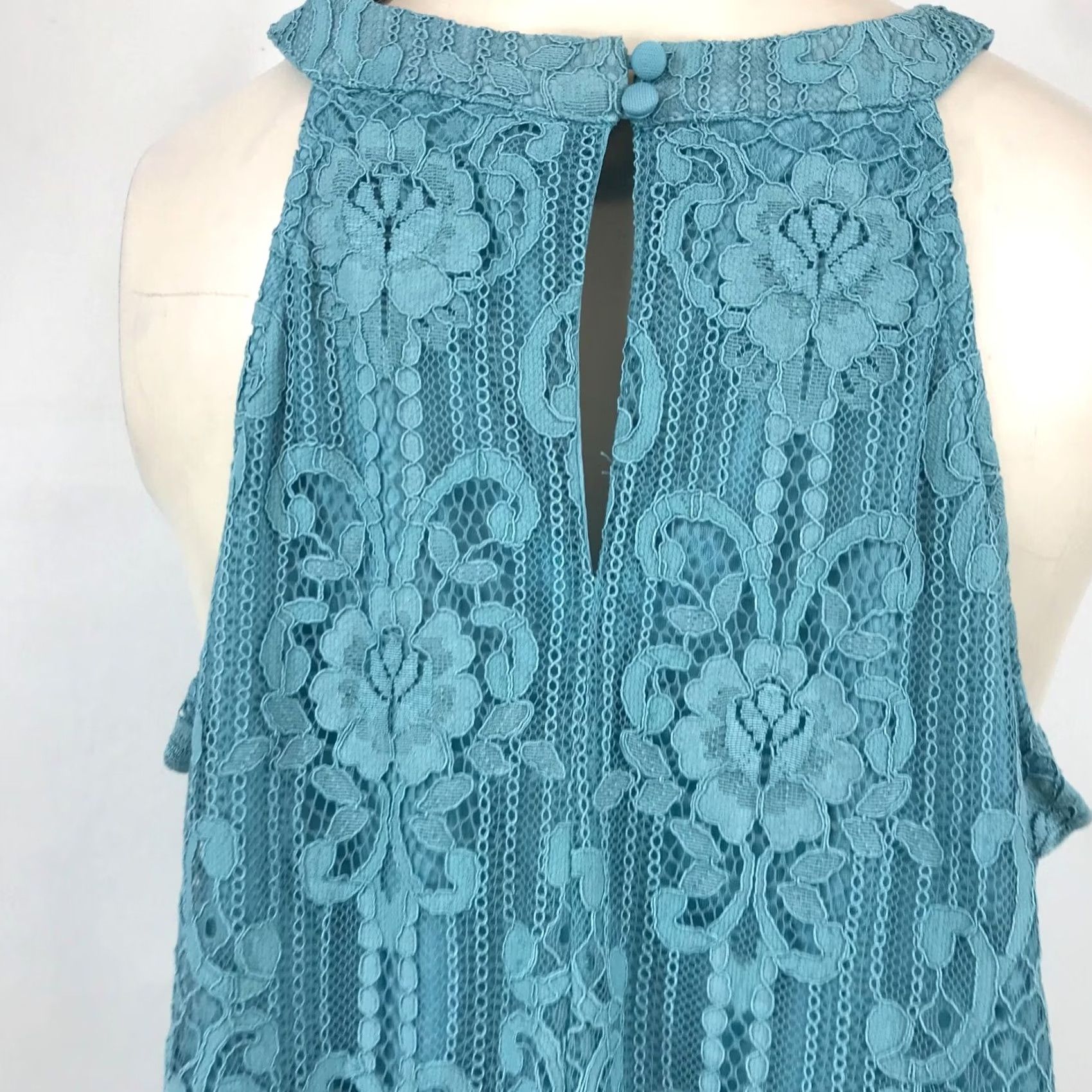 Torrid Torrid Women's 00 Blue Lace Mock Neck Rayon Blend Top Blouse Size XXS / US 00 / IT 34 - 4 Thumbnail