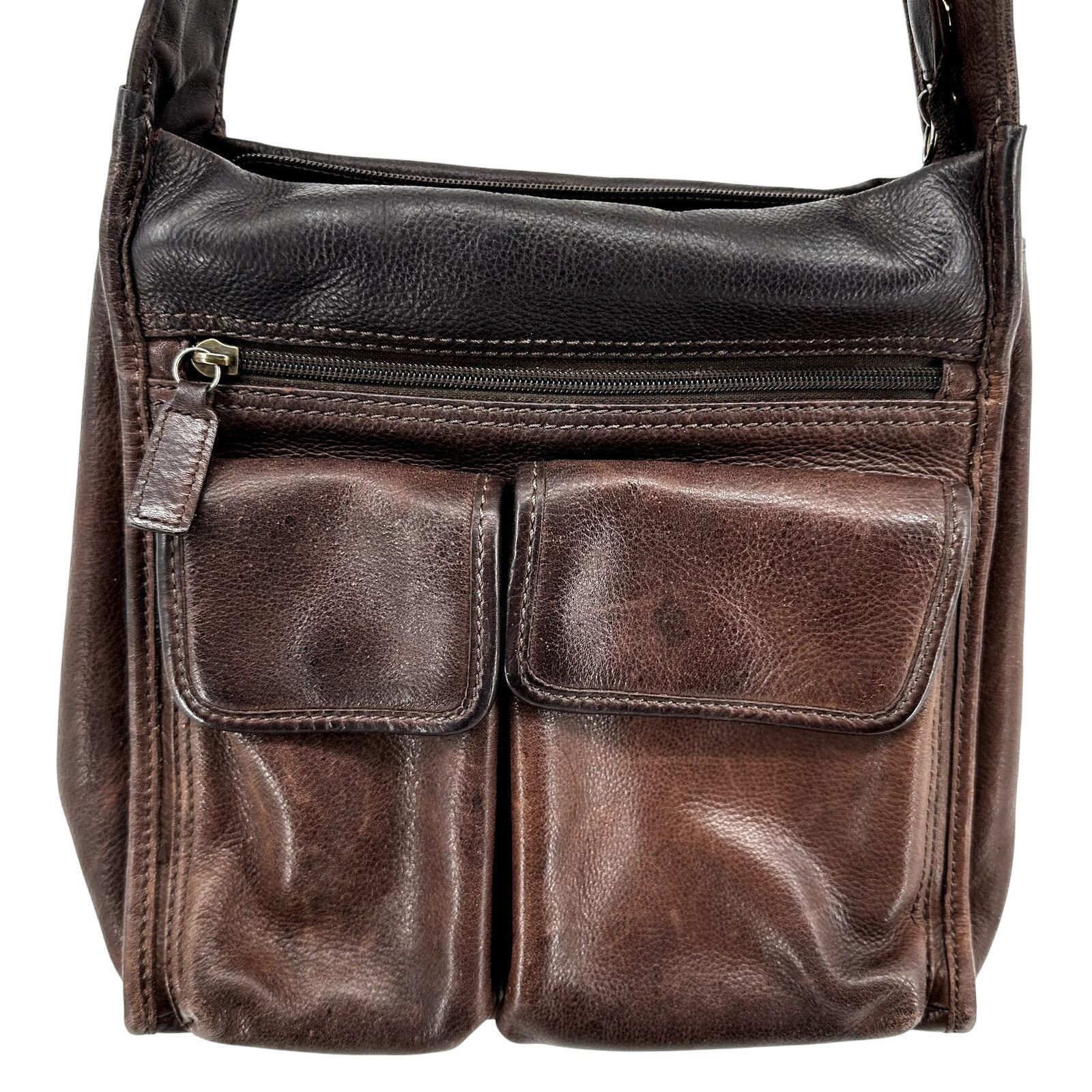 Vintage Fossil Crossbody Bag Handbag 75082 Brown Leather