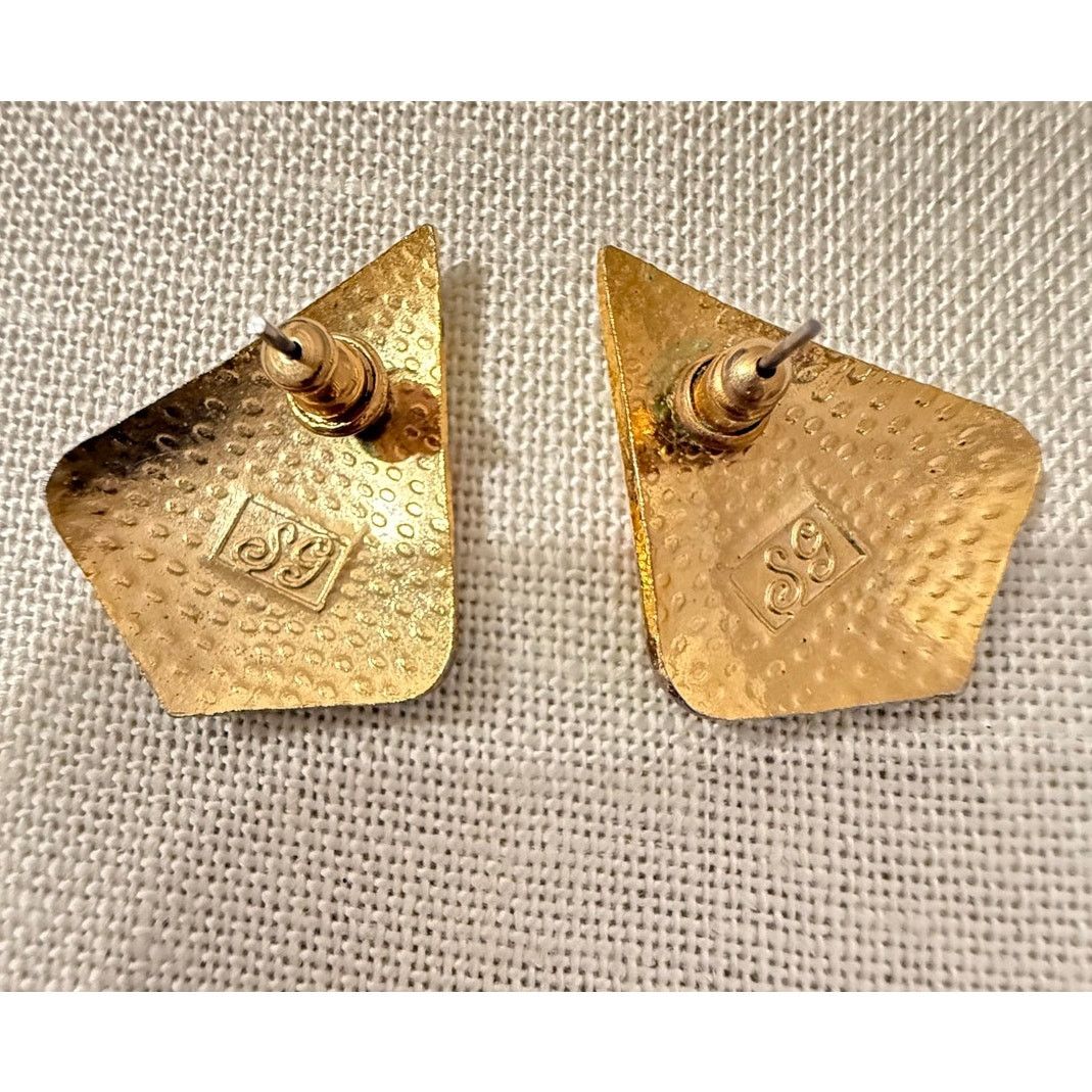 Other Vintage Signed Cloisonné Floral Post Earrings Gold Tone Size ONE SIZE - 2 Thumbnail