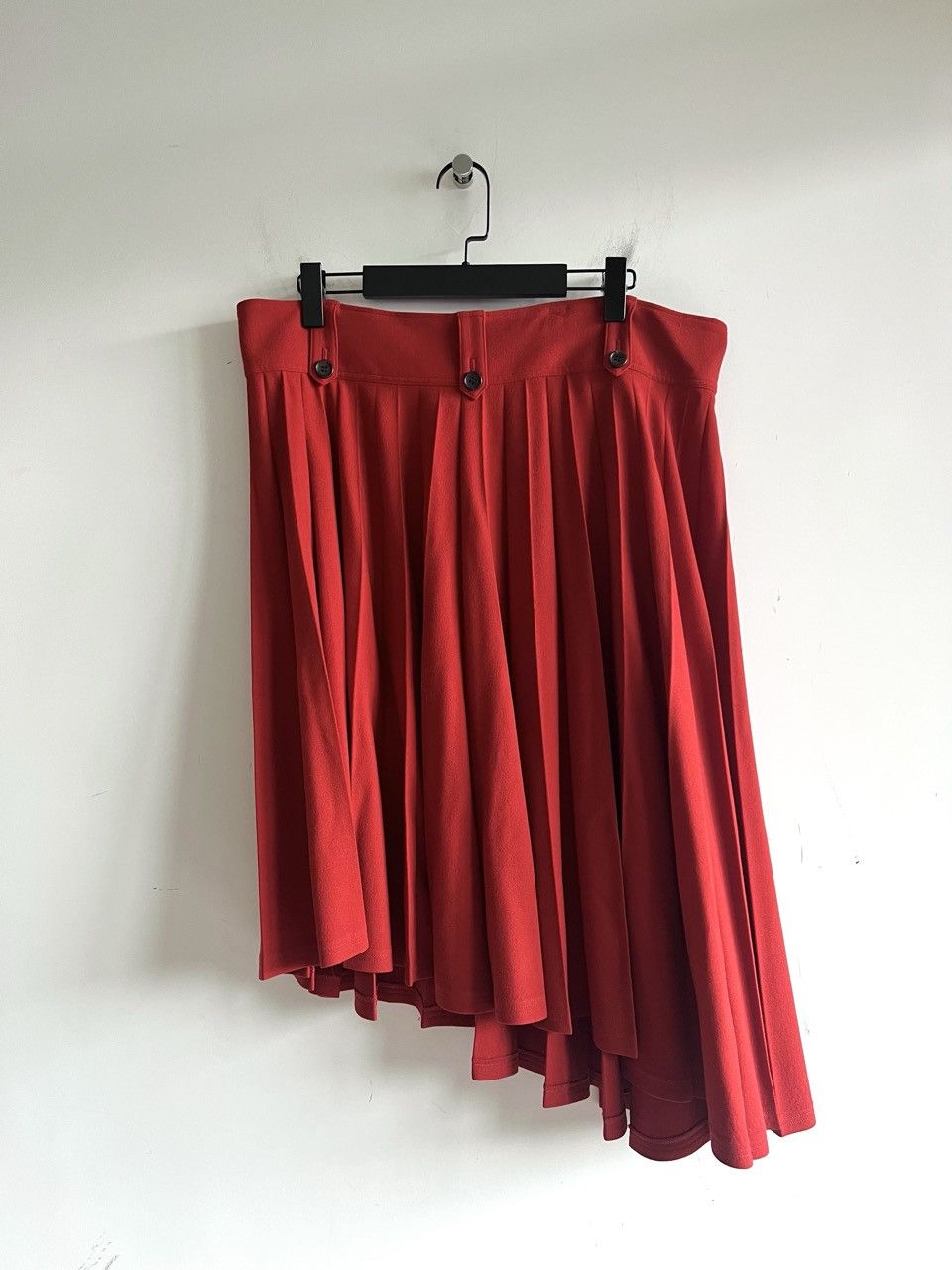 Yohji Yamamoto Yohji Yamamoto Y's - Red Wool Asymmetric Pleated Skirt Size 37" - 1 Thumbnail