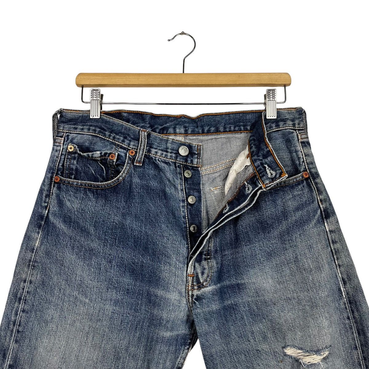 Levi's Vintage Y2k Levis Lot 501 Distressed Denim Jeans Size US 32 / EU 48 - 14 Thumbnail