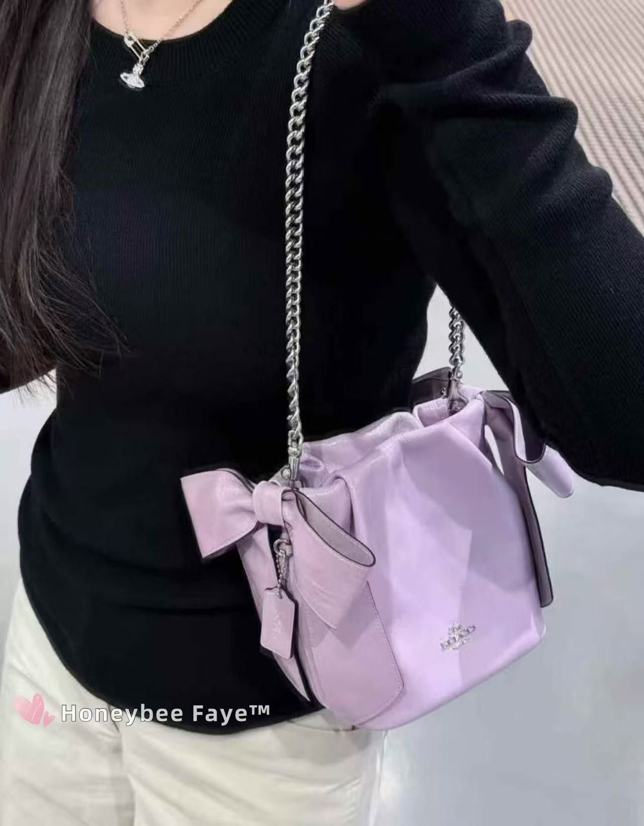 Coach Faye Mini Drawstring Bag With Bows CEL03 Size ONE SIZE - 3 Thumbnail