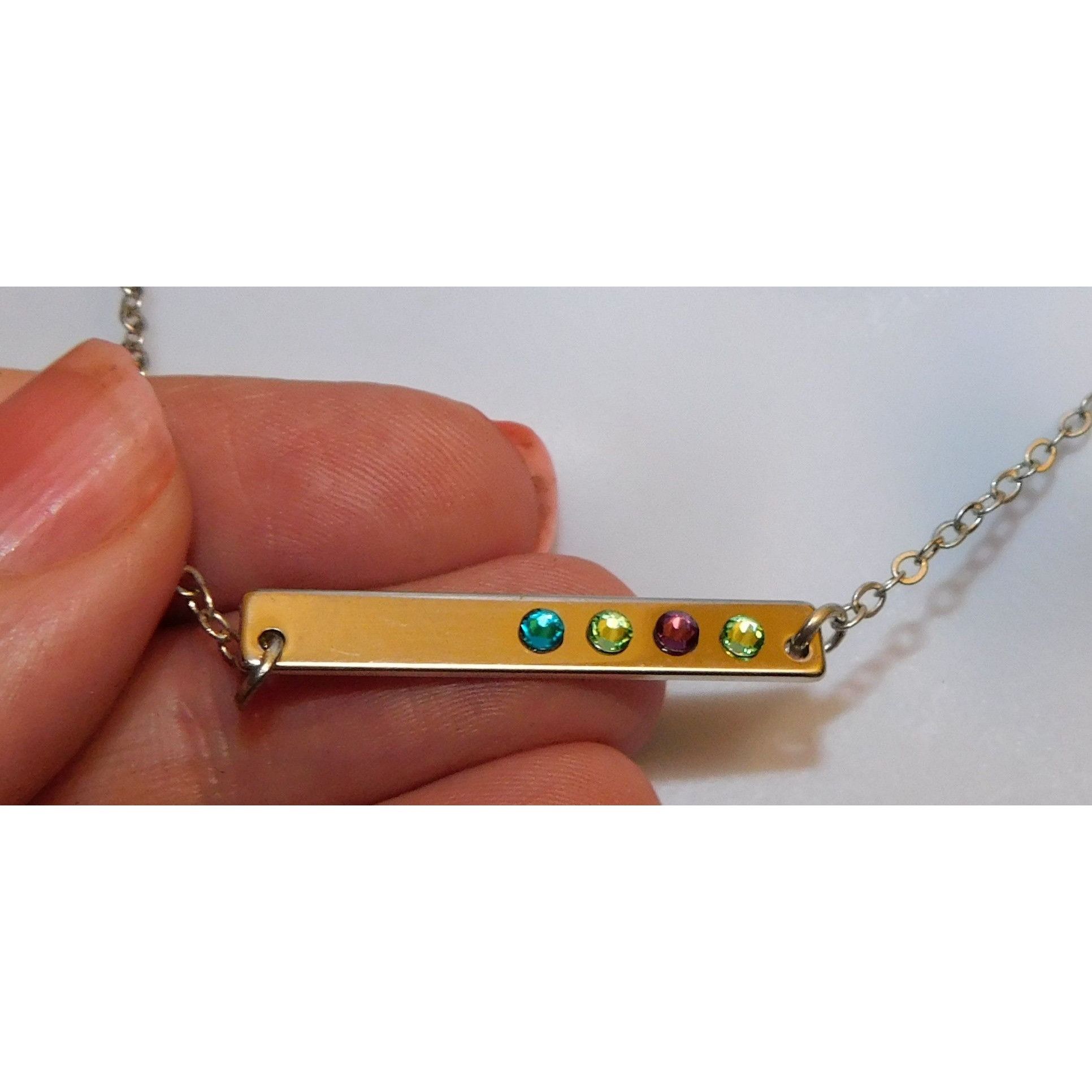 Other Silver Rhinestone Bar Necklace Size ONE SIZE - 1 Thumbnail