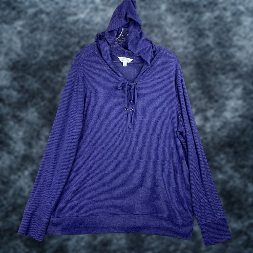 Market Market & Spruce Hoodie Women XXL Purple Knit Stretch Hooded Long Sleeve Ribbed Sweater Size XXL / US 16-18 / IT 52-54 - 1 Thumbnail