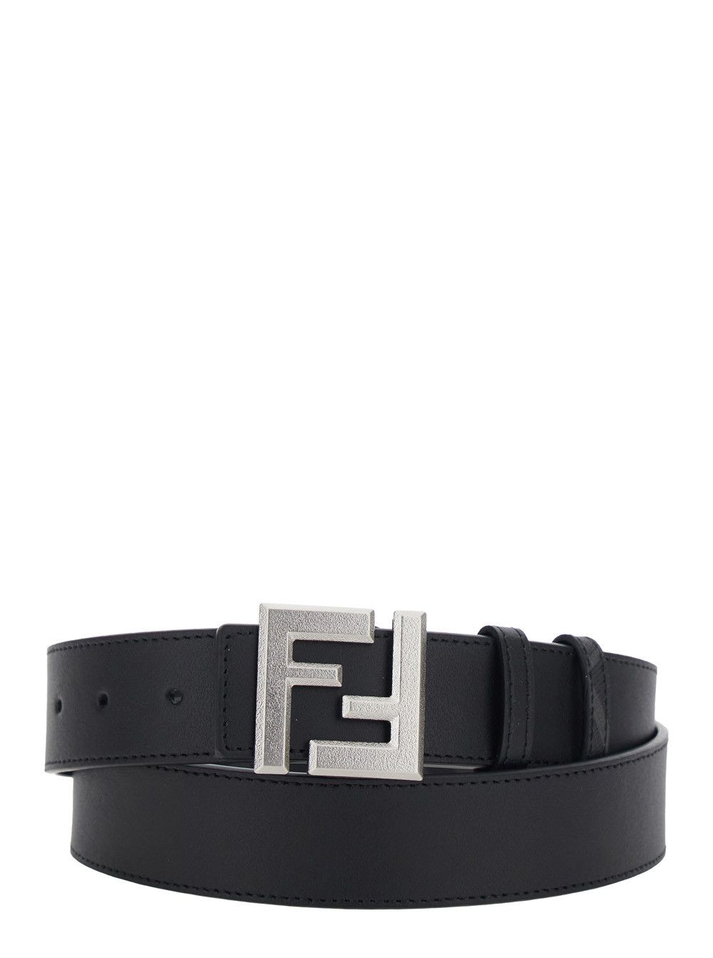Fendi Black Reversible Belt with Square FF Buckle in Leather Man Size ONE SIZE - 1 Thumbnail