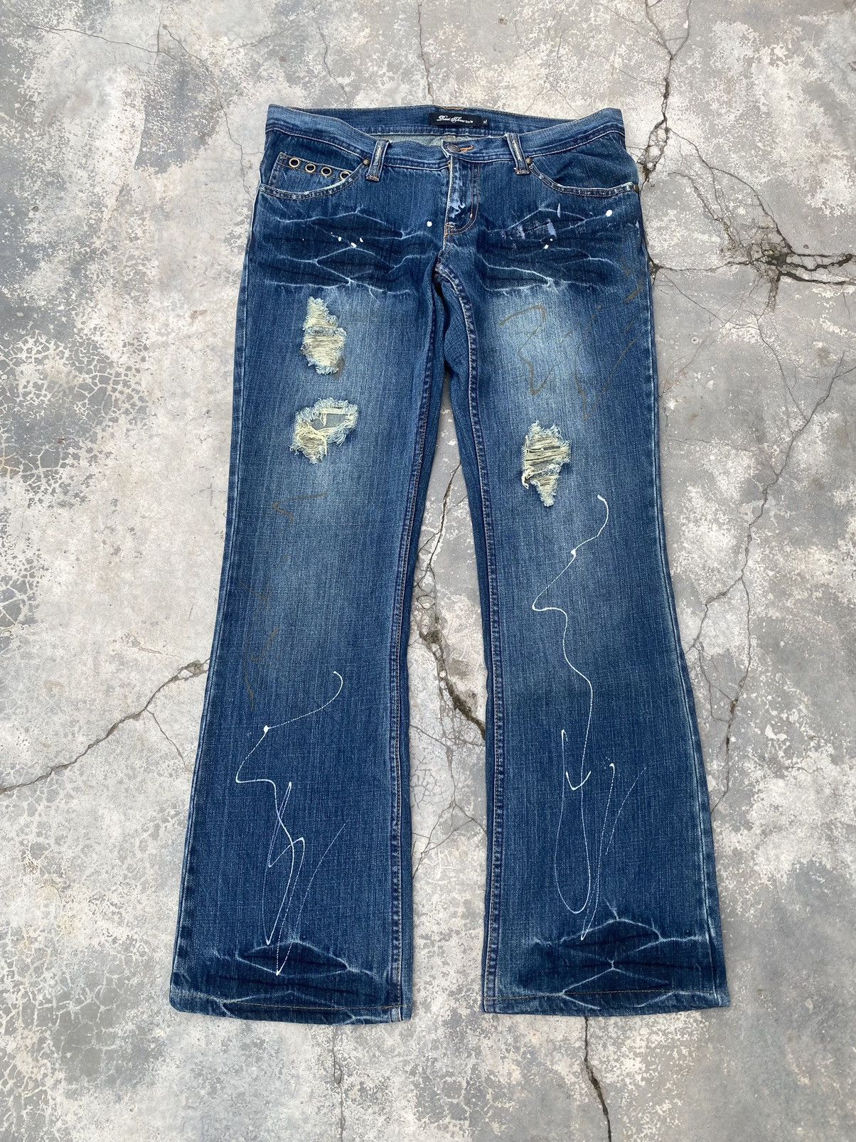 If Six Was Nine ROOT THREE Distressed Flare Size US 34 / EU 50 - 1 Thumbnail