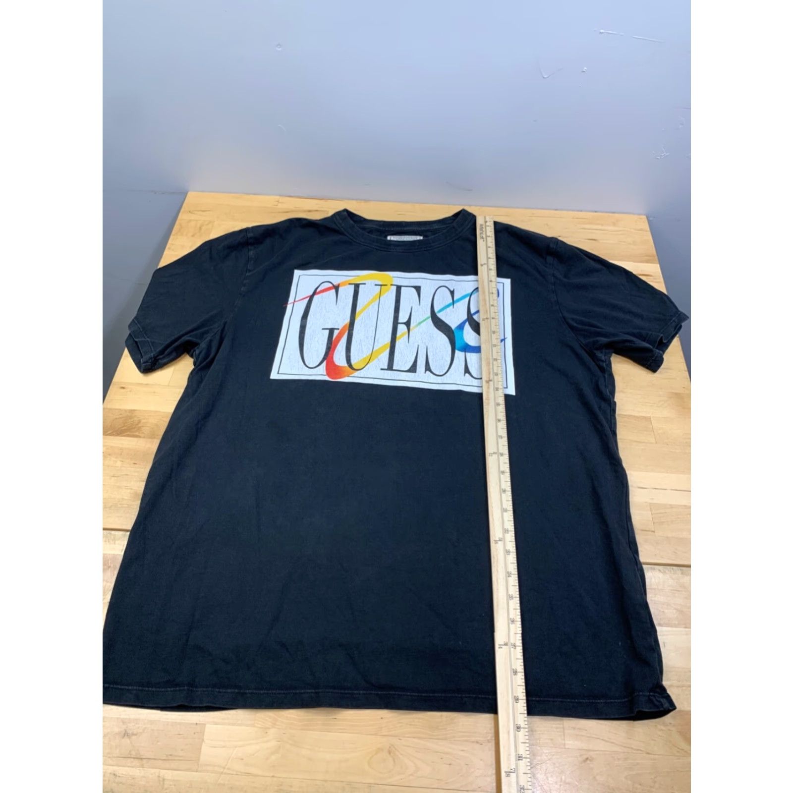 Guess VINTAGE GUESS SHIRT Mens L Black Oversize Box Logo Crew Neck 11430 Size US L / EU 52-54 / 3 - 3 Thumbnail