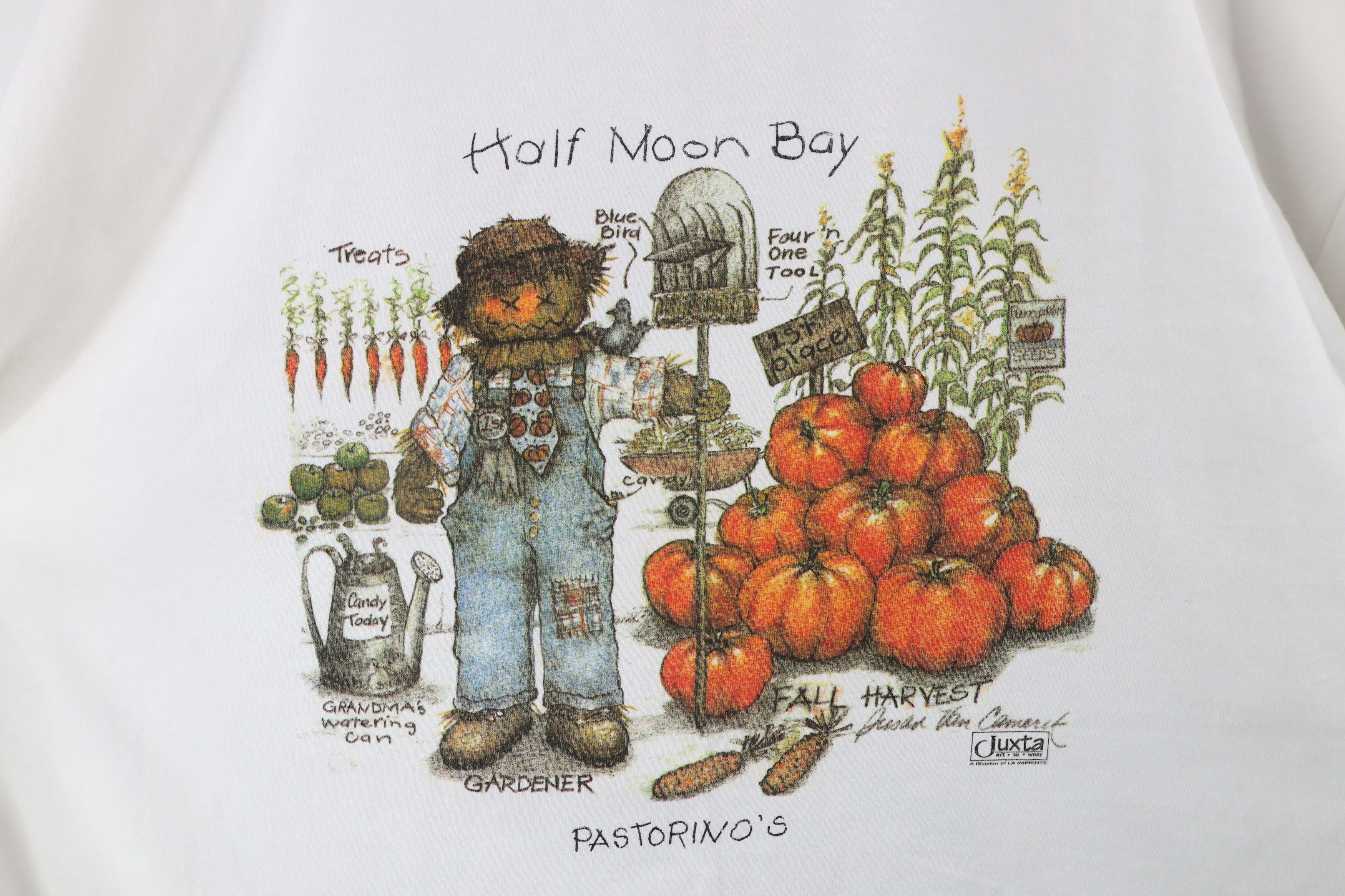 Vintage Vintage 90s Streetwear Pastornios Scarecrow Pumpkin T-Shirt Size XL / US 12-14 / IT 48-50 - 4 Thumbnail