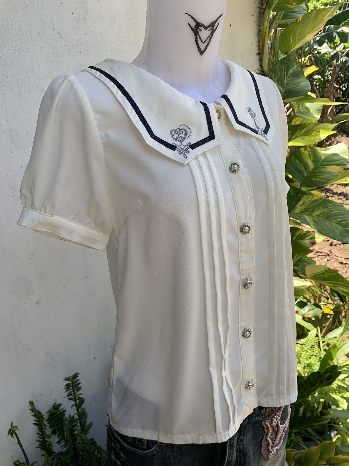 Other axes Femme Japan White Maid Cute Blouse Top Size S / US 4 / IT 40 - 2 Thumbnail
