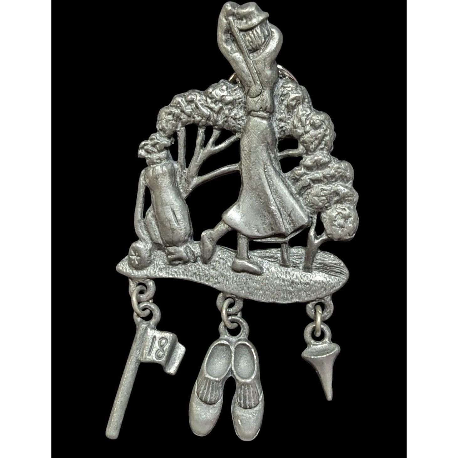 Other Vintage Sporty Lady Golfing Pewter Brooch Signed LCD Size ONE SIZE - 1 Thumbnail