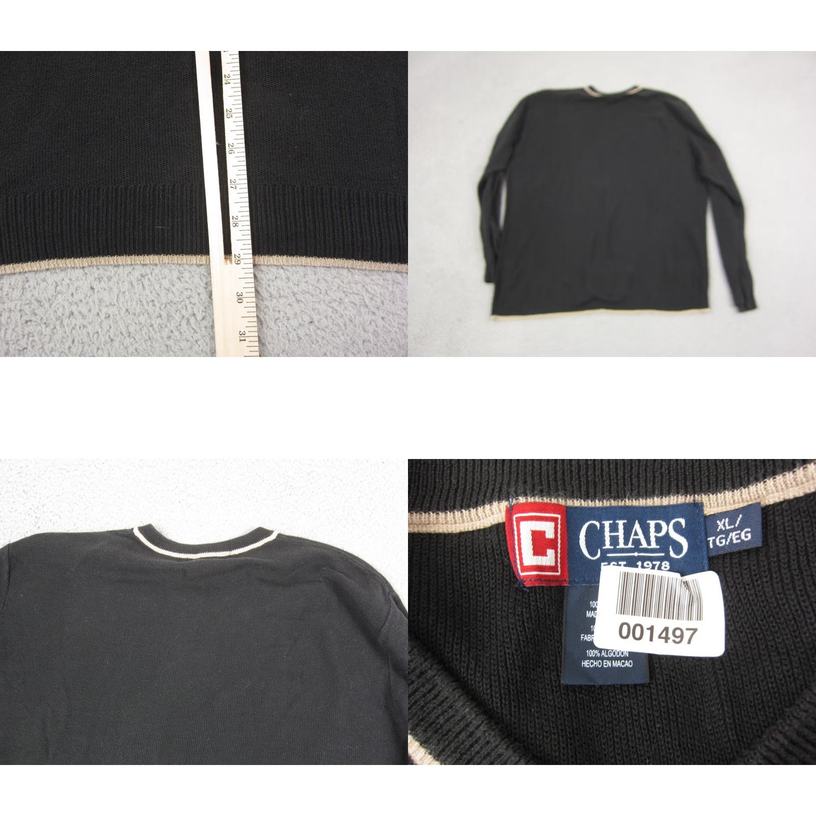 Chaps Chaps Sweater Mens XL Black V-Neck Pullover Knit 90s USA Classic Preppy Golf Size US XL / EU 56 / 4 - 8 Thumbnail