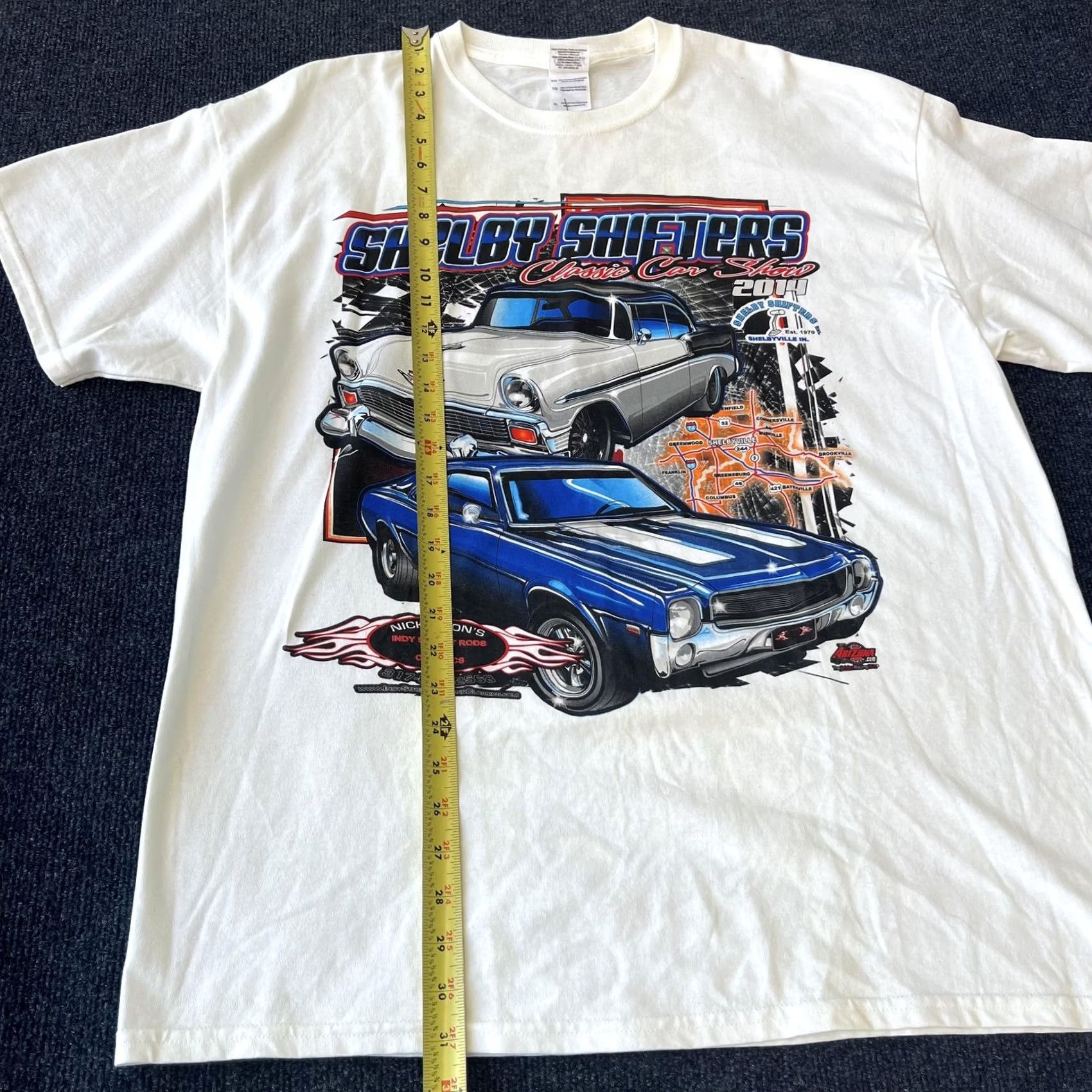 Gildan Shelby Shifters Classic Car Show Shirt Mens XL White 2011 Gildan Muscle Car Tee Size US XL / EU 56 / 4 - 2 Thumbnail