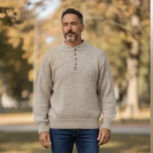 Other Vintage Remington Wool Blend Beige Knit Sweater Size US L / EU 52-54 / 3 - 1 Thumbnail