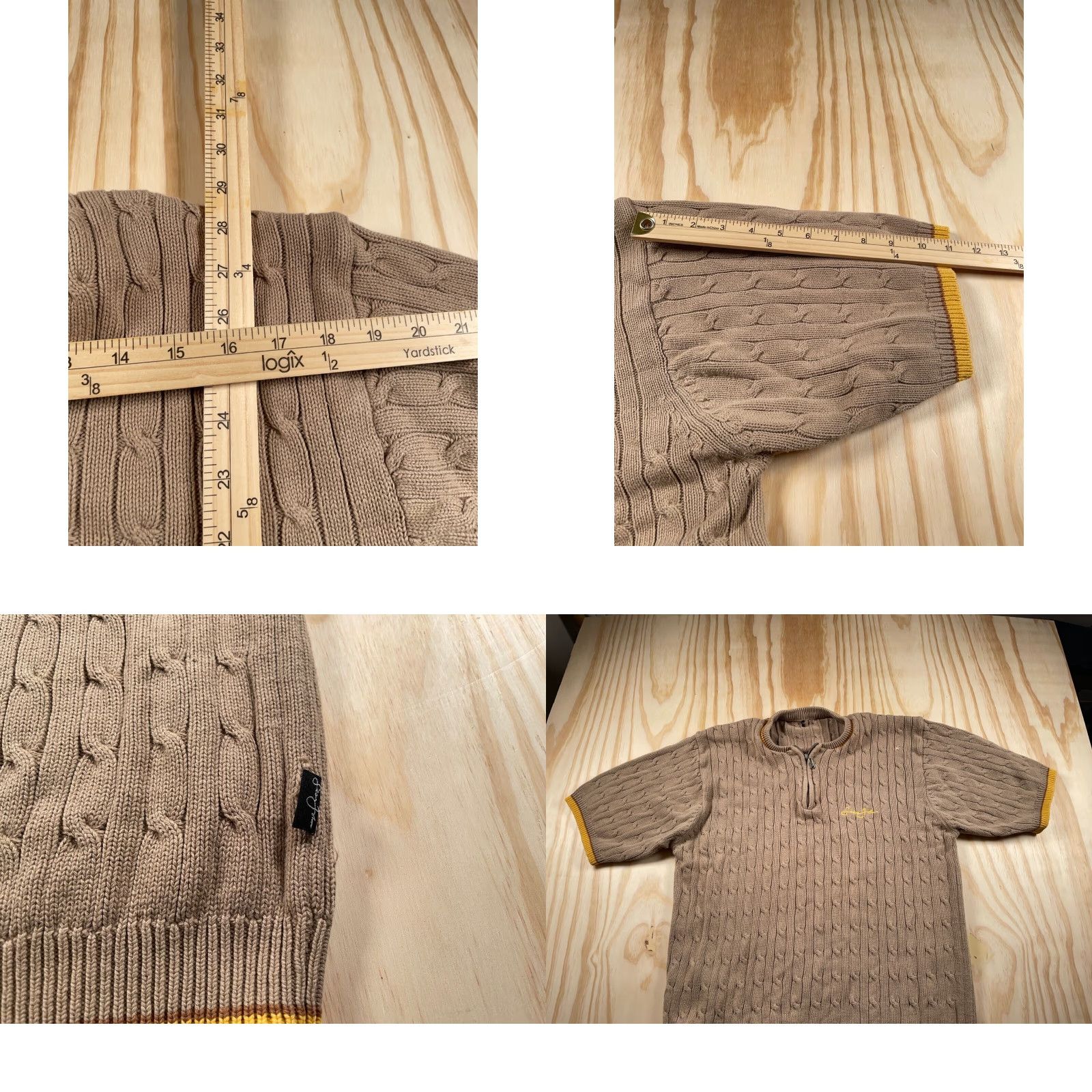 Sean John Sean John Men’s Short Sleeve Cable Knit Sweater 1/4 Zip Fall Winter Casual Hip Hop Large Brown Size US L / EU 52-54 / 3 - 8 Thumbnail