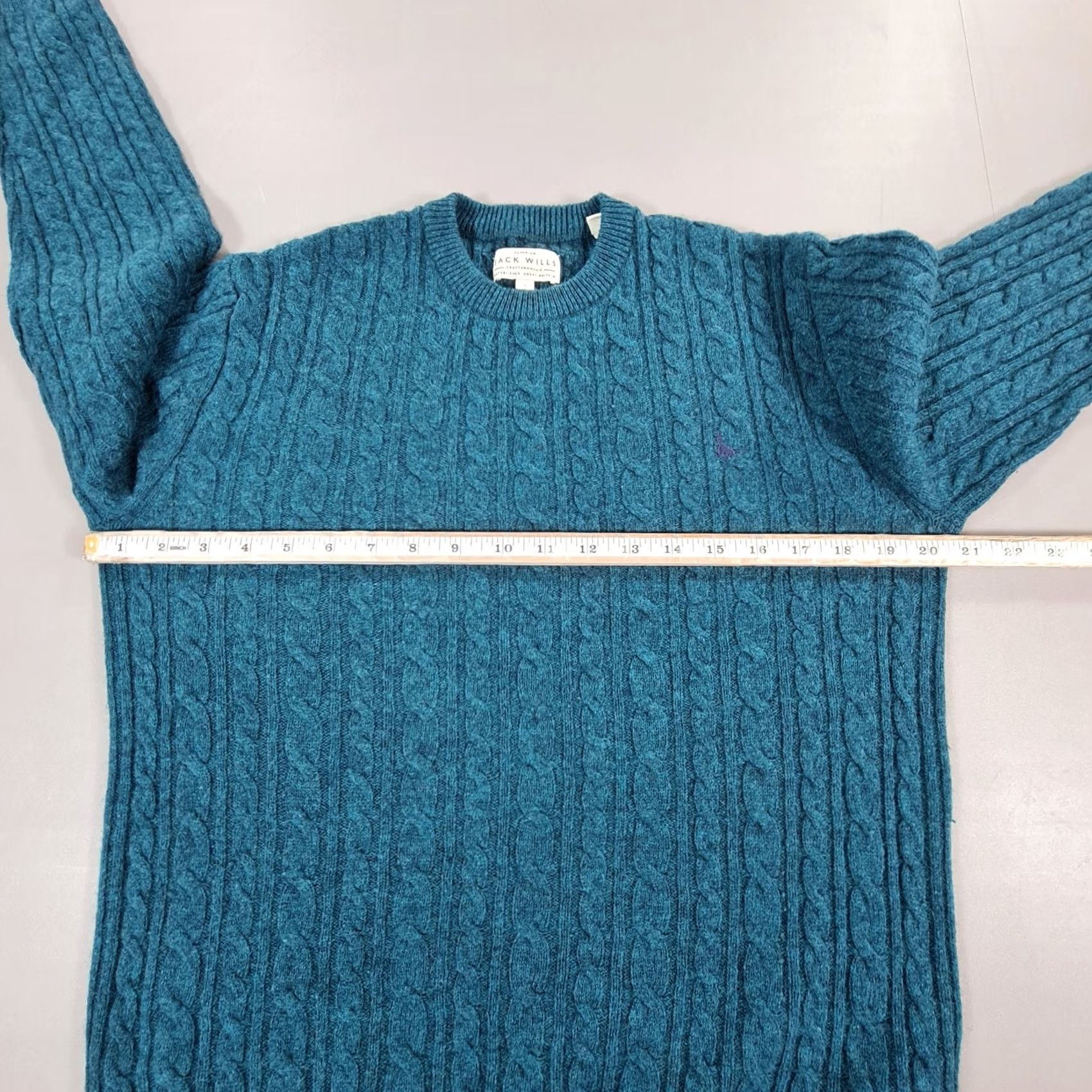 Jack Wills Jack Wills Mens Jumper Small Blue Cable Knit Wool Sweater Pullover Size US S / EU 44-46 / 1 - 4 Thumbnail