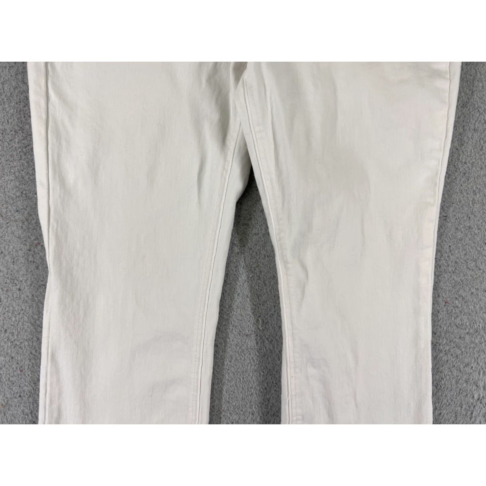 Denime Project Indigo Jeans Womens 10 White Denim Bootcut 27x27 Slim Embroidered Pockets Distressed 5-Pocket Style Regular Size 32" / US 10 / IT 46 - 3 Thumbnail