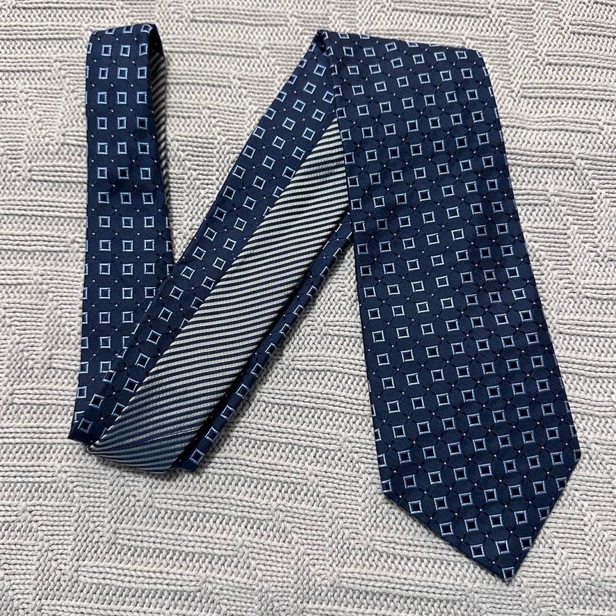Tommy Hilfiger Tommy Hilfiger navy blue square patterned silk tie Size ONE SIZE - 1 Thumbnail
