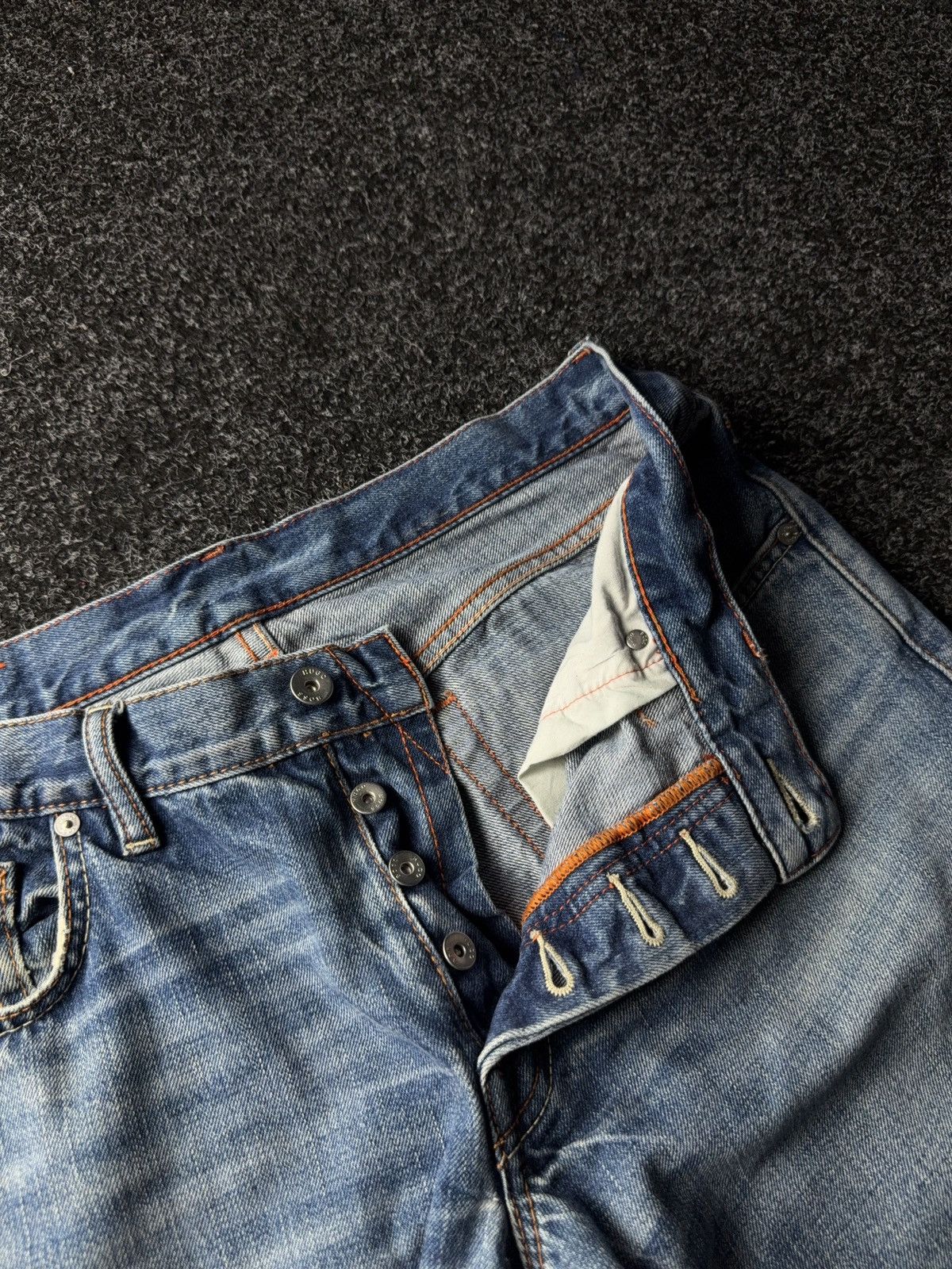 Hugo Boss Vintage 90s Y2K BOSS Orange Distressed Button Fly Jeans Size US 35 - 8 Thumbnail