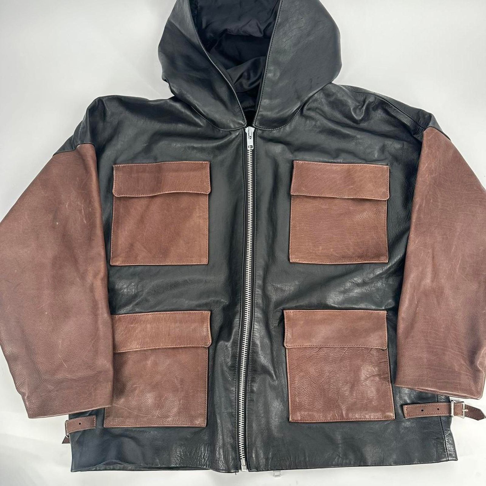Other Beautiful Cut and Sew Brown and Black Leather Chore style Size US XL / EU 56 / 4 - 4 Thumbnail