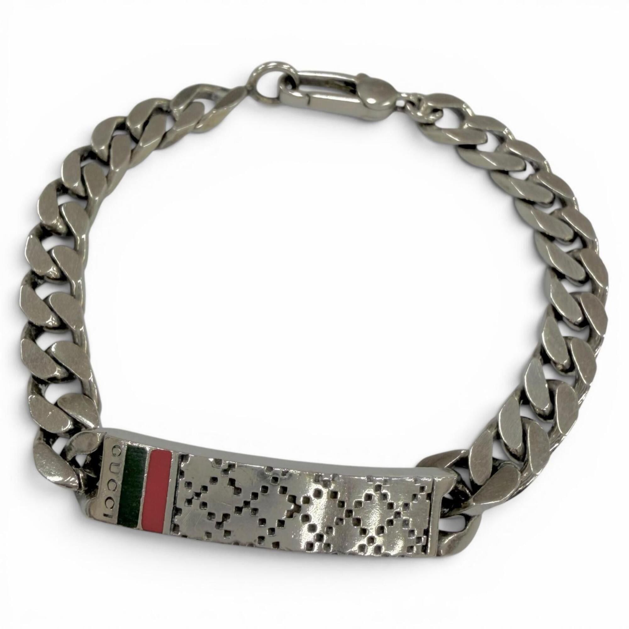 Gucci GUCCI 295676 AG925 Diamante Web Stripe Chain Bracelet, Silver, 18k, Made in Italy, Weight 18.89g, Men's/Women's. Size ONE SIZE - 1 Thumbnail