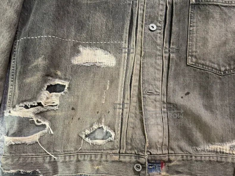 Neighborhood Neighborhood Distressed Denim Jacket Size US XL / EU 56 / 4 - 4 Thumbnail