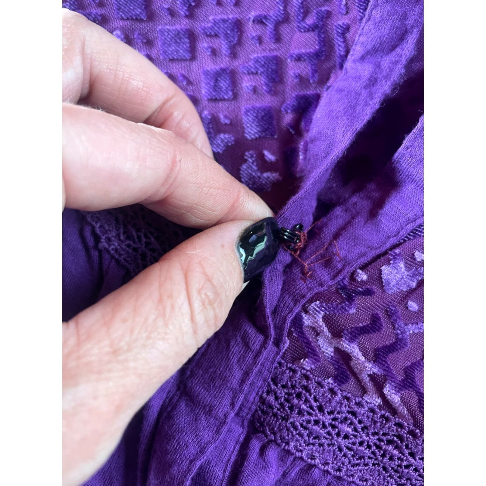 Lee Lee Shirt Womens L Purple Button Velvet Detail Shirt Button-Up Velvet Lee Button-Up Velvet Detail Womens L Purple Size L / US 10 / IT 46 - 6 Thumbnail
