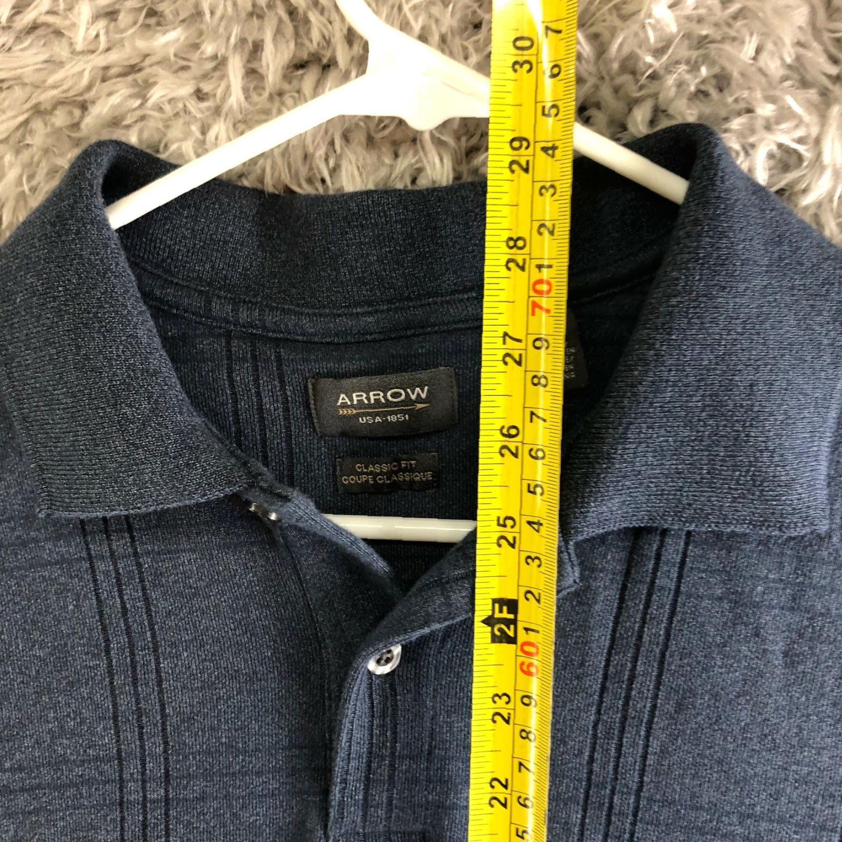 Arrow Arrow Classic Fit Mens Medium Gray Long Sleeve Spread Collar Pullover Shirt Size US M / EU 48-50 / 2 - 5 Thumbnail