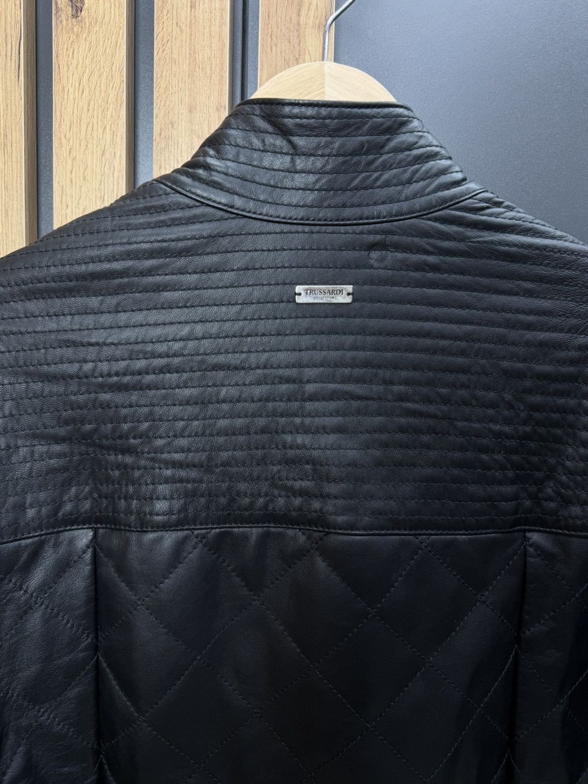 Trussardi Trussardi Collection Black Leather Quilted Jacket Moto Style Size US L / EU 52-54 / 3 - 13 Thumbnail