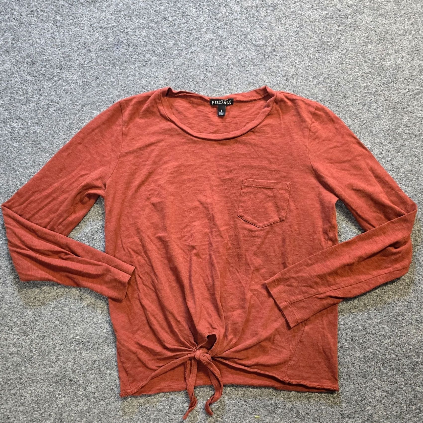 J.Crew J.CREW Top Womens Small Orange Slub Knit Tie Waist Long Sleeve Capsule Casual Shirt Mens? Size S / US 4 / IT 40 - 2 Thumbnail