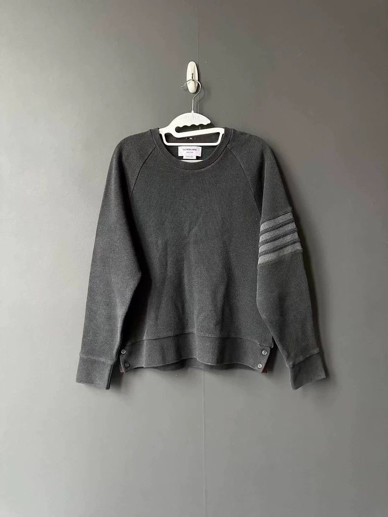 Thom Browne Thom Browne Dark Gray Waffle Sweatshirt - dmc Size US M / EU 48-50 / 2 - 1 Thumbnail