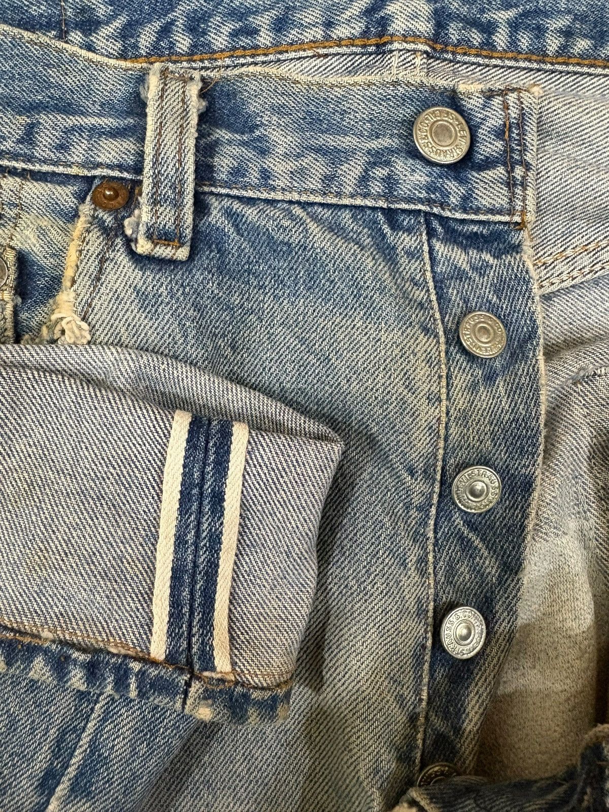 Levi's Vintage 70s Levis 501 Selvedge Hippie Baggy Jeans Button 524 Size US 33 - 9 Thumbnail