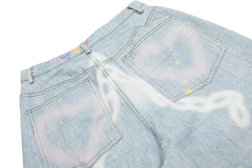 Vintage Hip Hop Men's High Street Graffiti Print Wide-Leg Jeans Size US 32 / EU 48 - 5 Thumbnail