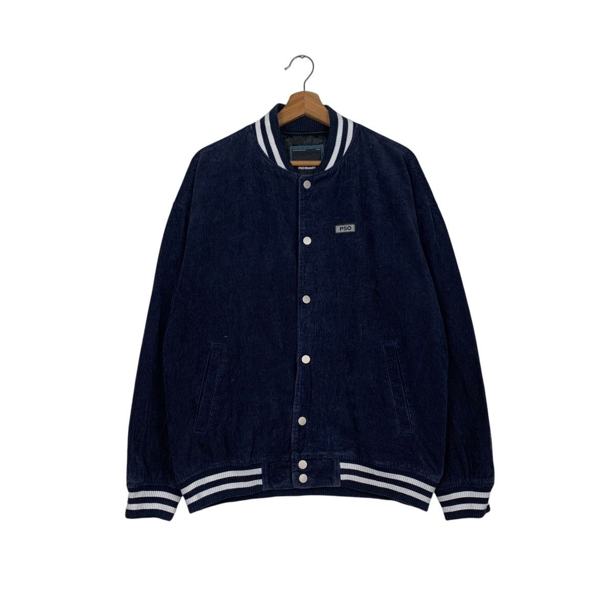 Japanese Brand PSO Brand Blue Black Corduroy Varsity Jacket #1846-C80 Size US M / EU 48-50 / 2 - 1 Thumbnail