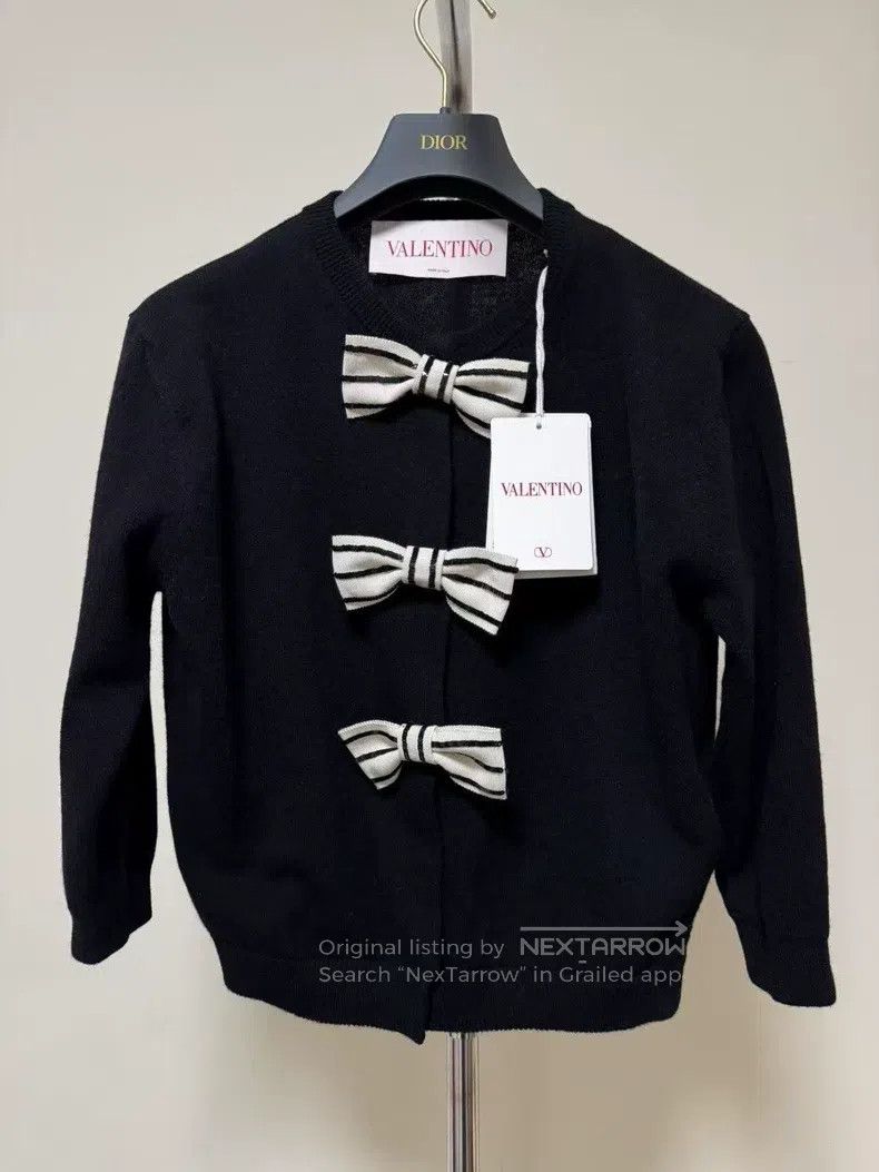 Valentino Valentino A black bow knitted cardigan Size M / US 6-8 / IT 42-44 - 1 Thumbnail