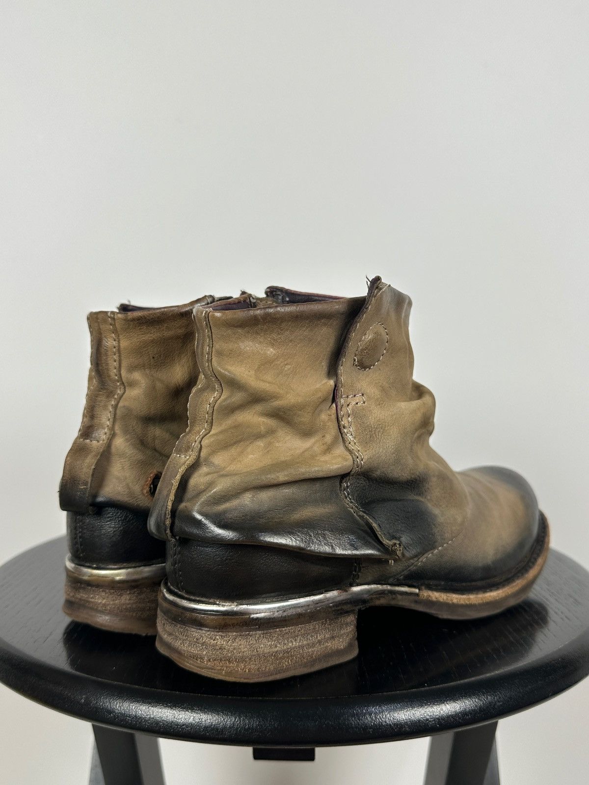 A.S.98 A.S.98. Airstep Distressed Leather Biker Ankle Boots Size US 6 / IT 36 - 3 Thumbnail