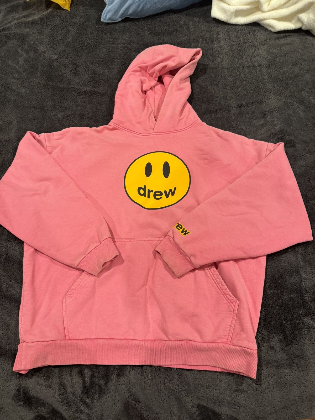 image of Drew House Men's Pink And Yellow Hoodie (Size Large)