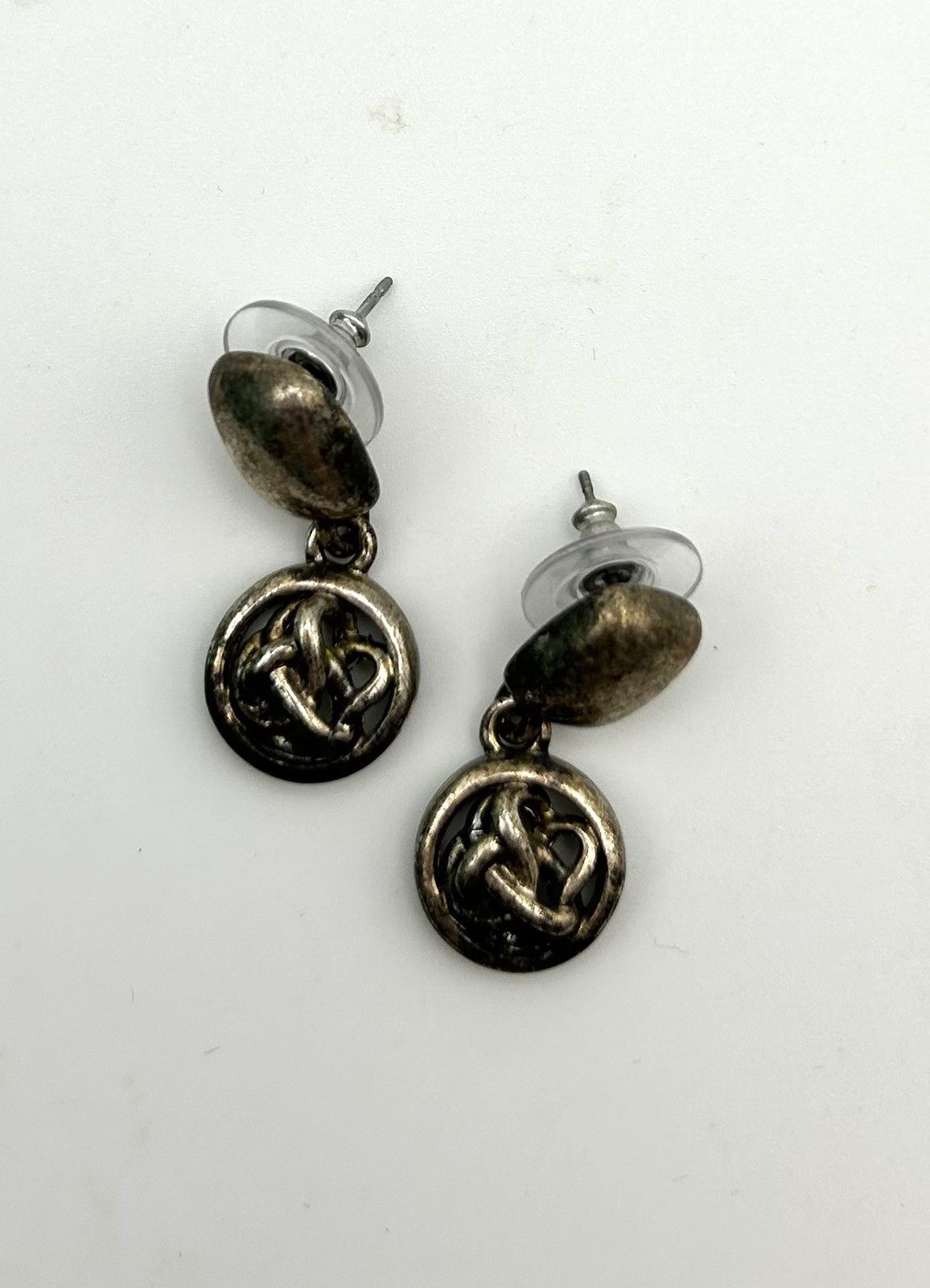 Other Vintage Industrial Grunge Patina Silver Knot Drop Earrings Size ONE SIZE - 6 Thumbnail