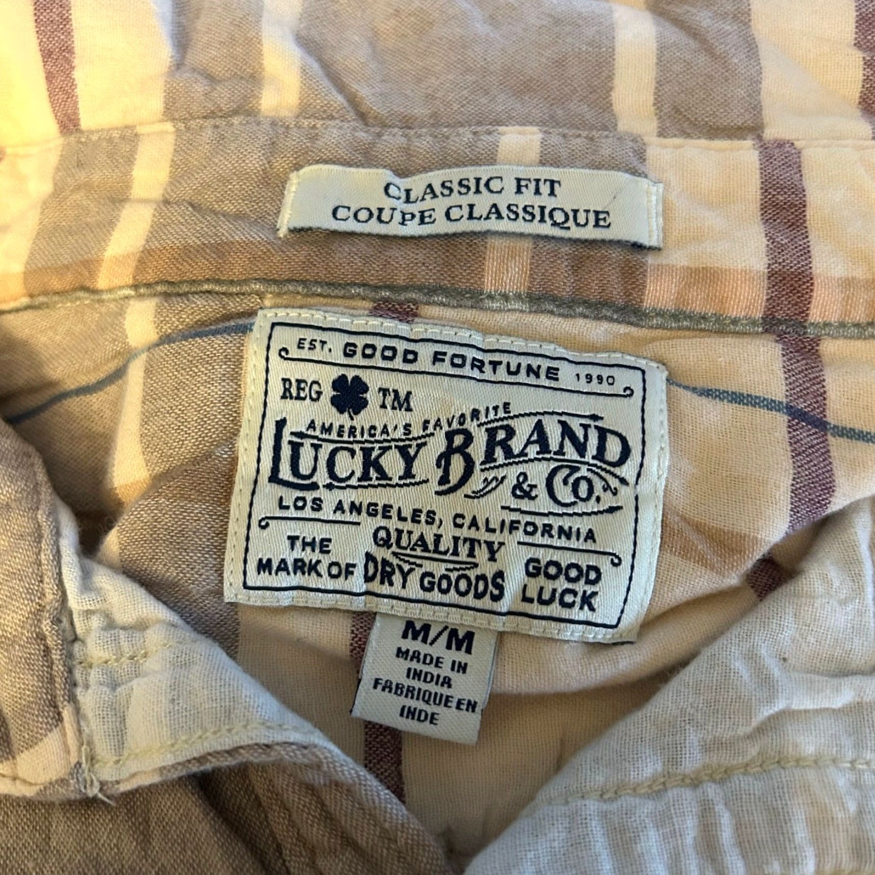 Lucky Brand Lucky Brand Button-Up Blouse M Womens Plaid Classic Fit Long Sleeve Casual Womens M Cream Size M / US 6-8 / IT 42-44 - 6 Thumbnail