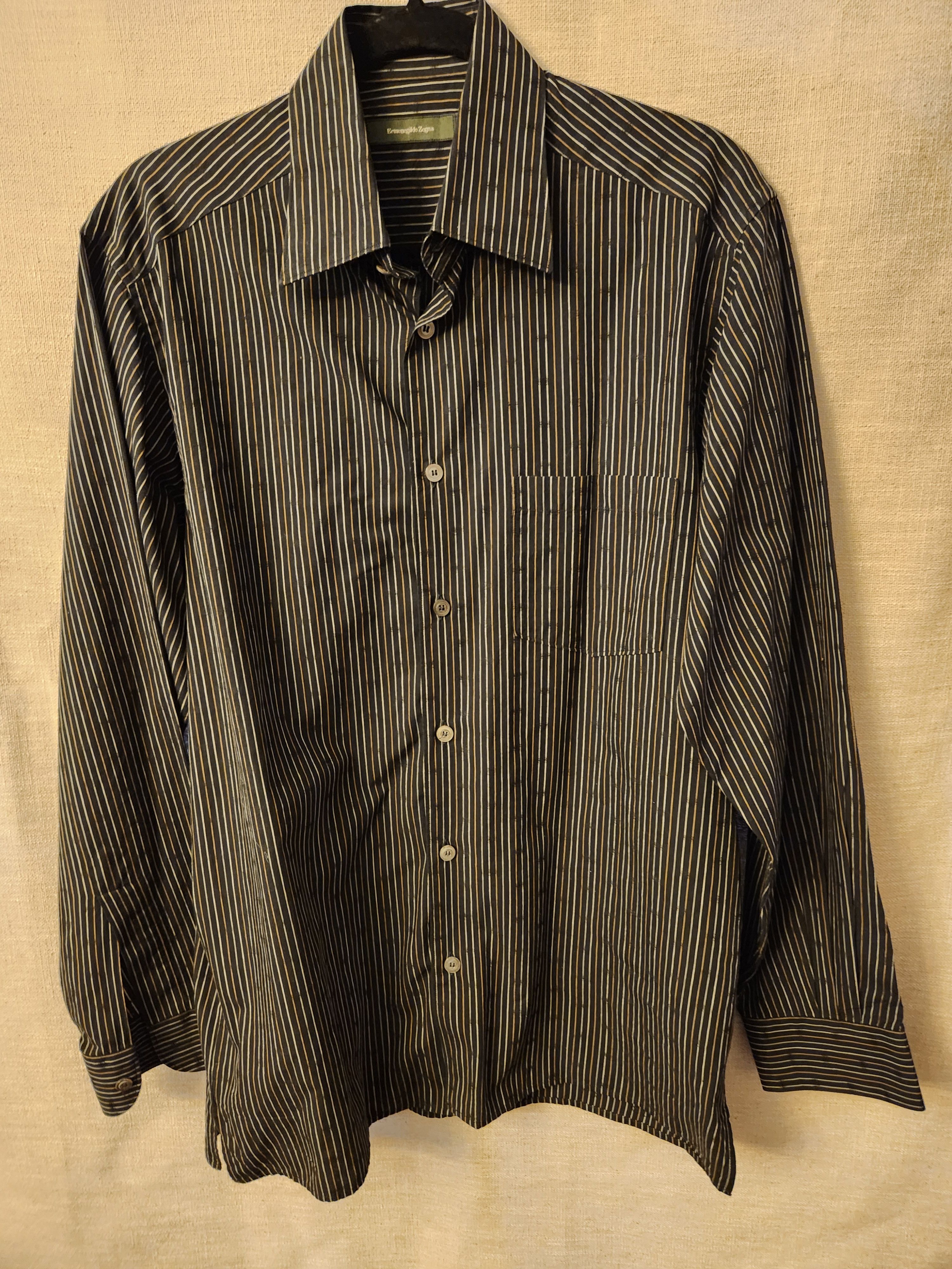 Ermenegildo Zegna Vintage 90's 100% Cotton Striped Long Sleeve Shirt Size US M / EU 48-50 / 2 - 1 Thumbnail