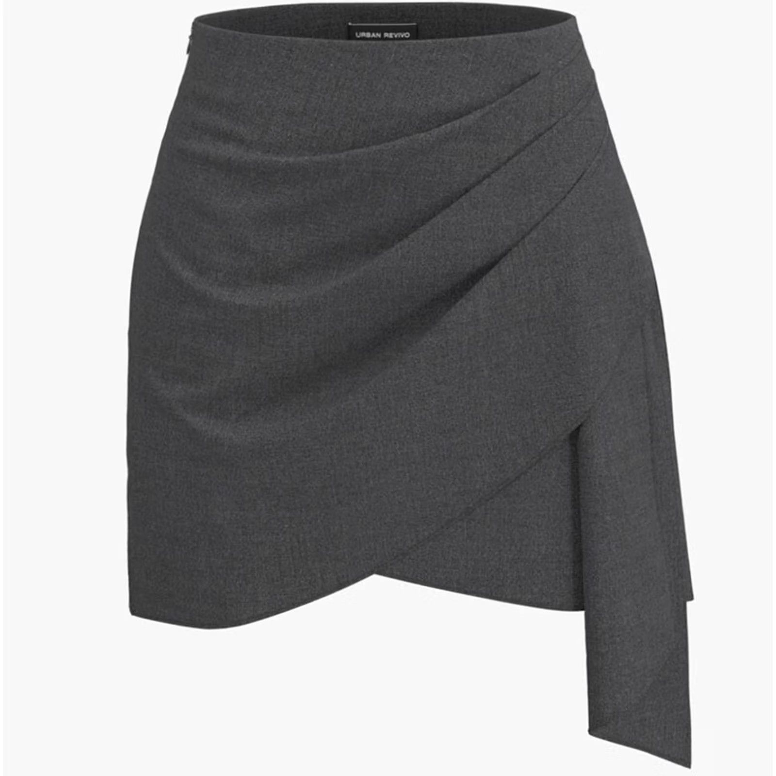 Vintage Urban Revivo Skirt Womens Size 2 Gray A-Line Pleated Office NWT Mini Short Zip City Business Casual Party/Cocktail Workwear Womens Size 26" / US 2 / IT 38 - 6 Thumbnail