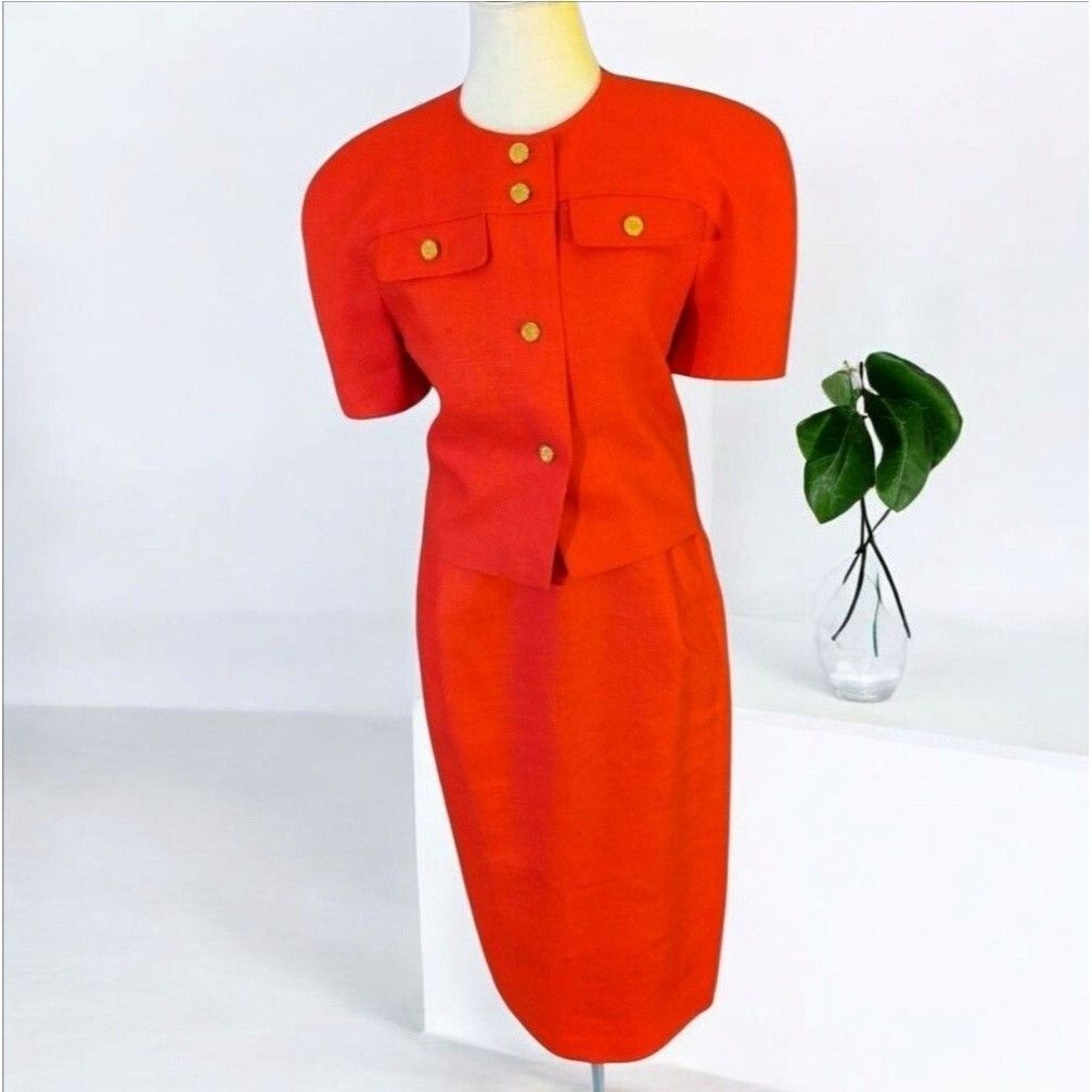 Carolina Herrera VINTAGE 80s CAROLINA HERRERA Designer suit Linen Size 6 Size M / US 6-8 / IT 42-44 - 18 Thumbnail