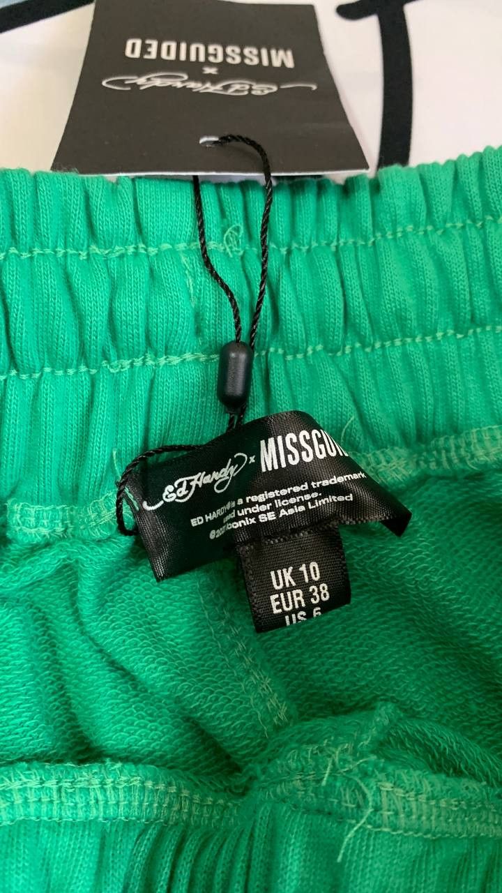 Ed Hardy × Missguided Ed Hardy Missguided women pants with bondage in green y2k Size 28" / US 6 / IT 42 - 5 Thumbnail