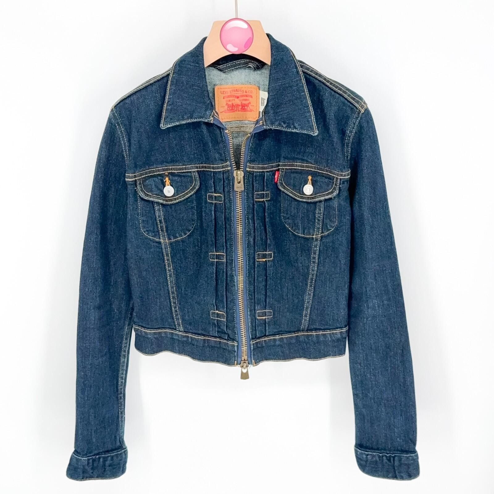 Levi's Vintage LEVIS Blue Denim Zip Cropped Jean Jacket Womens M Jr Size M / US 6-8 / IT 42-44 - 1 Thumbnail