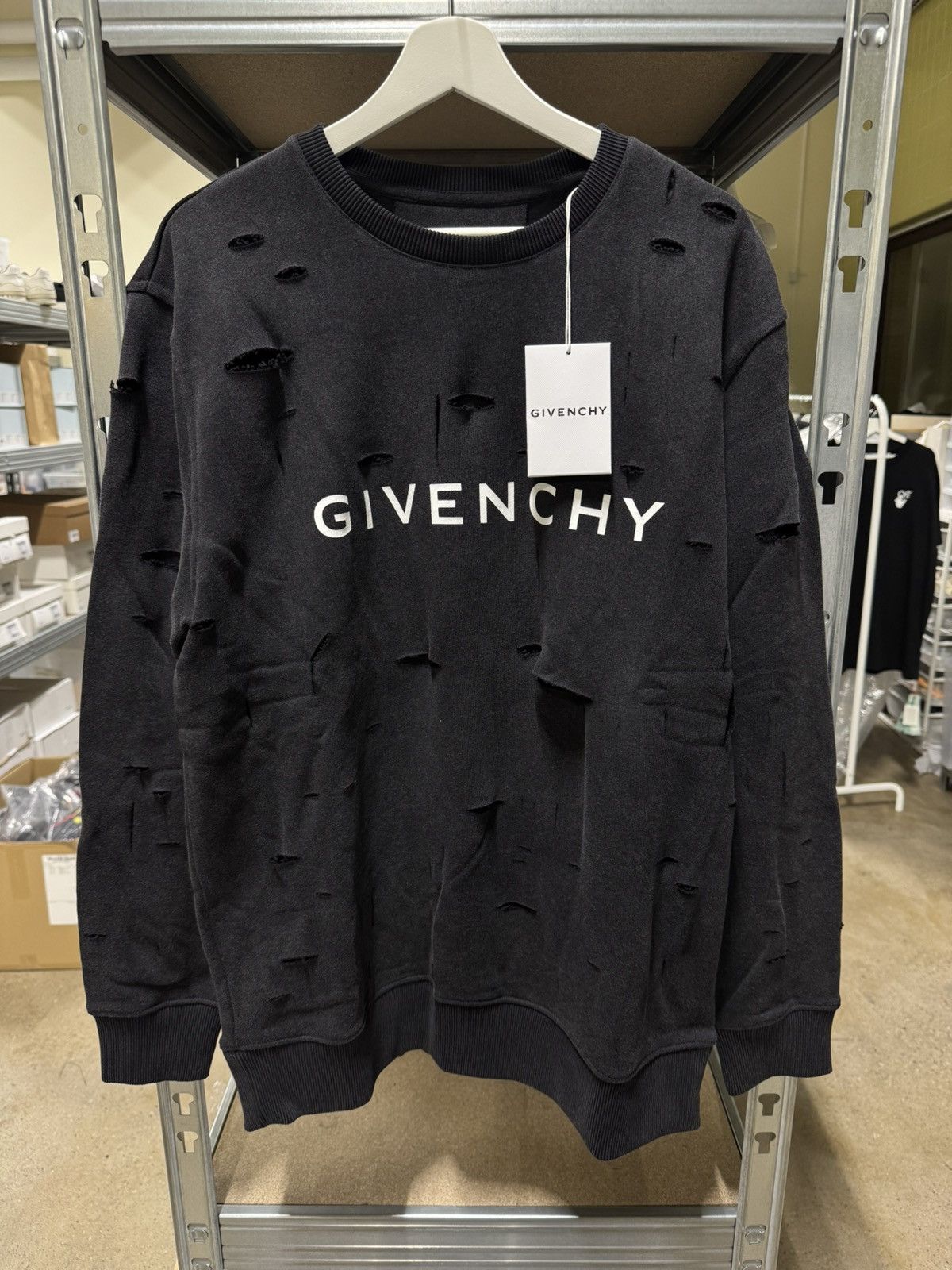 Givenchy Givenchy Cut Out Destroyed Logo Sweatshirt NEW 1250$ Size US M / EU 48-50 / 2 - 1 Thumbnail